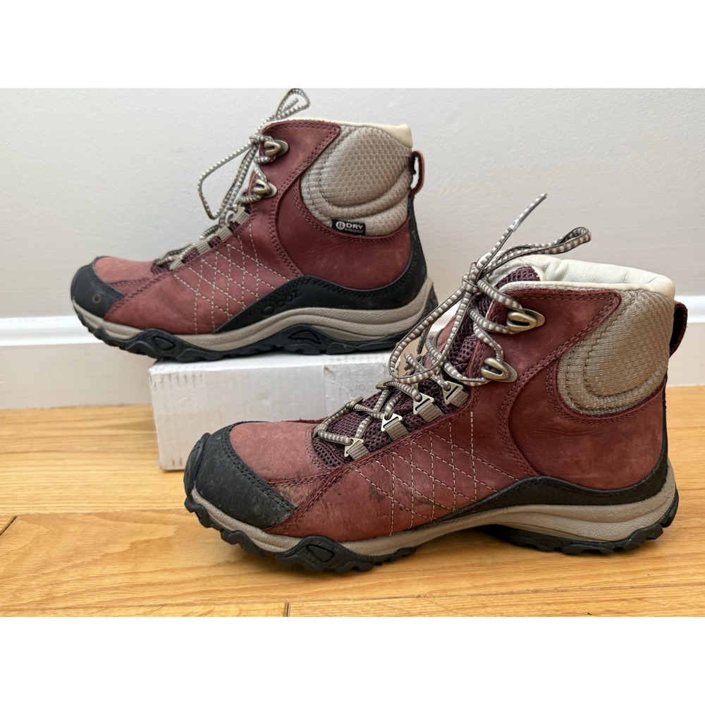 OBOZ Womens Burgundy Sapphire B-Dry Mid Waterproof Hiking Boot Sz 7‎ Gorpcore - Picture 3 of 13